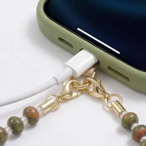 Natural Stone Beaded Phone Lanyard Charm Multicolor Crystal Beads Strap Gold Alloy Clasp Fashion Jewelry Women Gift