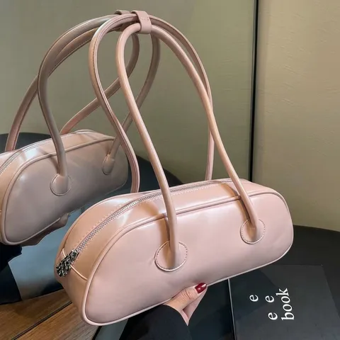 Minimalistische PU Leren Okseltas Grote Capaciteit Cilindrische Schoudertas Vintage Ins Stijl Voor Dames