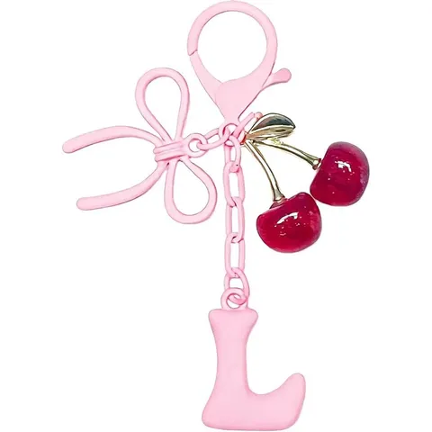 Mignon Cerise Nœud Lettre Pendentif Porte-Clés Créatif Personnalisé Femmes Sac Suspendu Ornement Voiture Anneau Clé Accessoires de Mode