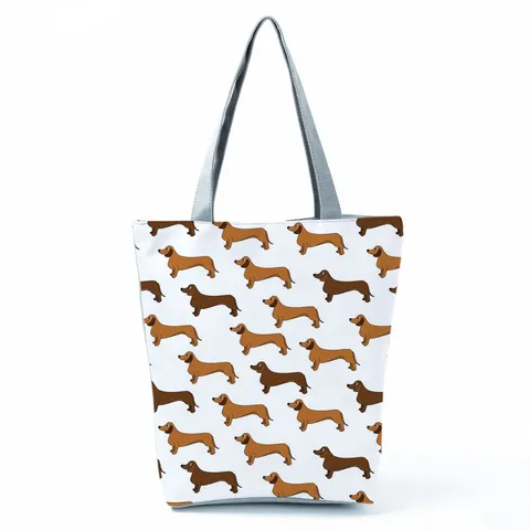 Borsa Tote in Poliestere con Stampa Cane Carino Grande Capacità Borsa a Spalla Casual Borsa da Spesa alla Moda per Donna Borsa con Cerniera