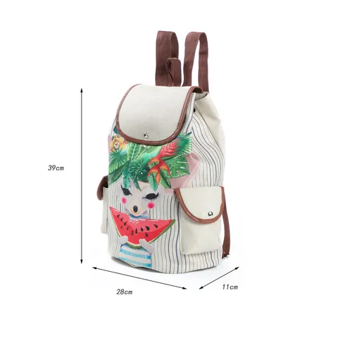 Damen Casual Segeltuch Rucksack Niedlicher Cartoon Panda Druck Student Schultasche Reise Daypack Mit Seitentaschen Outdoor Rucksack