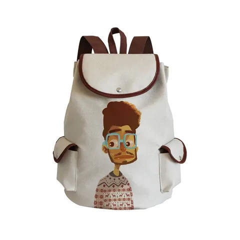 Casual Canvas Cartoon Print Backpack Large Capacity School Bag For Teens Travel Daily Portable Student Backpack For Girls Boys