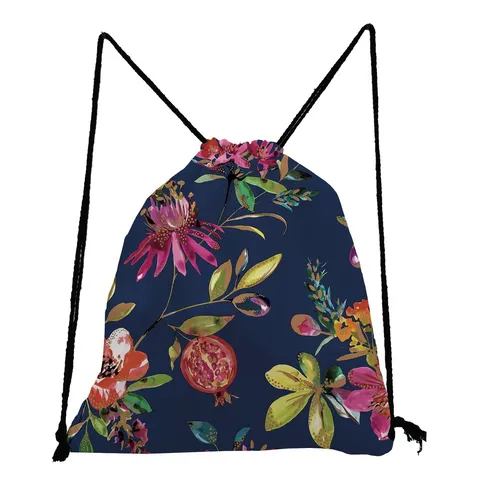 Casual Floral Printed Drawstring Backpack Polyester Lightweight Sackpack Bag For Women Students Daily Travel School