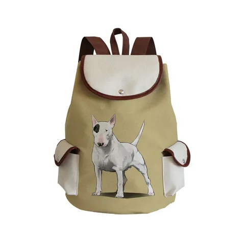 Cute Cartoon Dog Printed Canvas Backpack For Women Girls Casual Travel Daypack Multi Functional Flap School Bag Gift