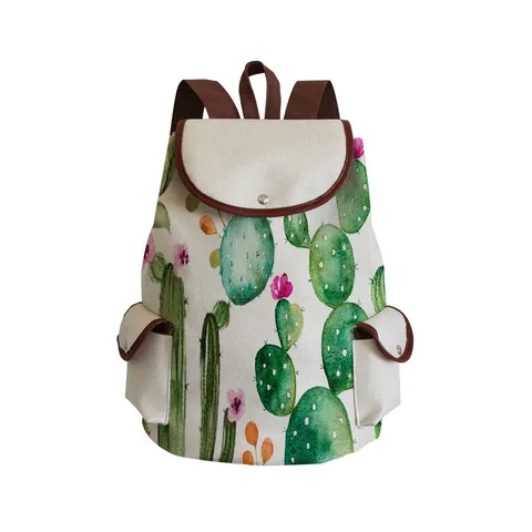 Canvas Floral Print Backpack Large Capacity Schoolbag For Teenage Girls Women Casual Travel Daypack Flap School Backpack