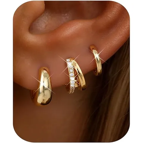 Minimalistisch Koper Strass Geometrische Oorringen Set Voor Vrouwen Goud Zilver Verguld Kleine Oorknopjes Sieraden Cadeau