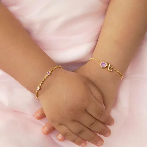 Dolce Braccialetto a Catena a Strati in Rame con Strass da Donna Regolabile Doppio Strato Tonalità Oro Cuore Lettera Iniziale Alfabeto Gioielli Regalo di Compleanno