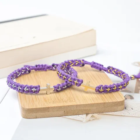 Bracelet Tressé en Croix en Acier Inoxydable Ajustable Bracelet de Mode Individuel pour Hommes Femmes Foi Espoir Amour