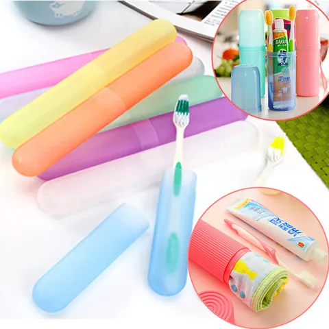 Tragbares Reise Zahnbürstenetui Bonbonfarben Kunststoff Zahnbürstenhalter Box Wasserdicht Zahnbürstenbecher Für Outdoor Reise Badezimmer Aufbewahrung