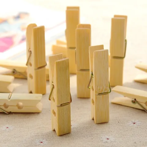 Natural Bamboo Clothespins Durable Wooden Laundry Clips For Drying Socks Underwear Multi-functional Anti-wind Household Clothes Pins
