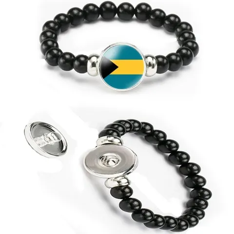 Bracciale con Perline Bandiera Nazionale per Uomo Donna Corda Elastica Ciondolo in Lega Braccialetto Souvenir Giorno dell'Indipendenza