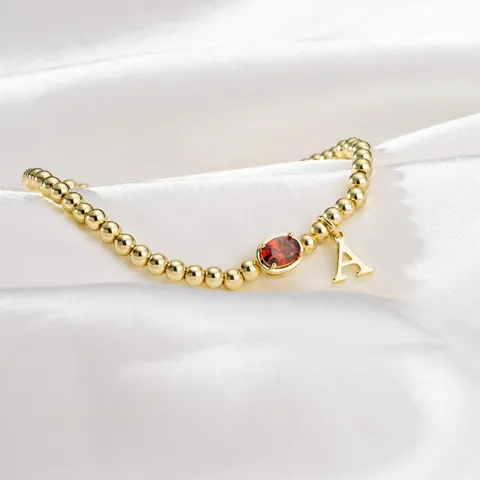 Bracciale di Rame a Tendenza Lusso Strass Lettera Iniziale Pendente Compleanno Pietra Fascino Braccialetto Gioielli Per Donne Regalo