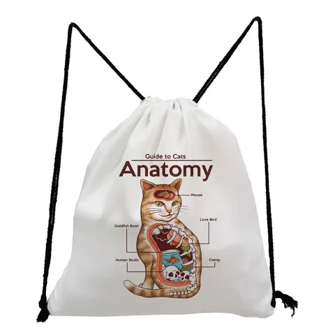 Samurai Cat Print Drawstring Bag Japanese Ukiyo-e Pattern Backpack For Travel School Students Unisex Polyester Drawstring Sack