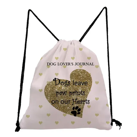 Polyester Cat Paw Print Drawstring Backpack Lightweight Travel Cinch Bag For School Outdoor Kids Women Casual Storage Bag