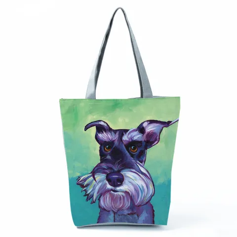 Women Vintage Polyester Tote Bag Large Capacity Shoulder Handbag With Creative Dog Print Everyday Casual Travel Shopping Bag