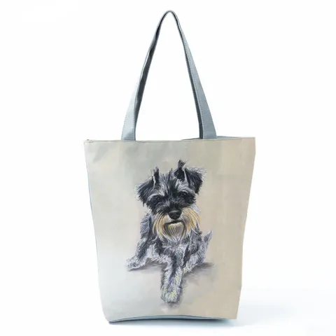 Women Vintage Polyester Tote Bag Large Capacity Shoulder Handbag With Creative Dog Print Everyday Casual Travel Shopping Bag