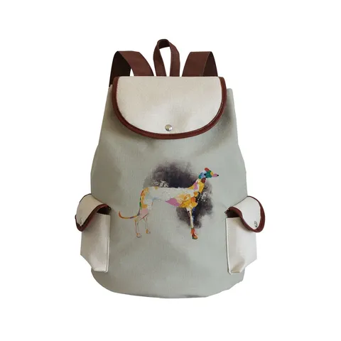 Sac à Dos en Toile pour Femmes Hommes Casual Sac d'École Mignon Imprimé Chien Voyage Sac à Dos Vintage Ordinateur Portable