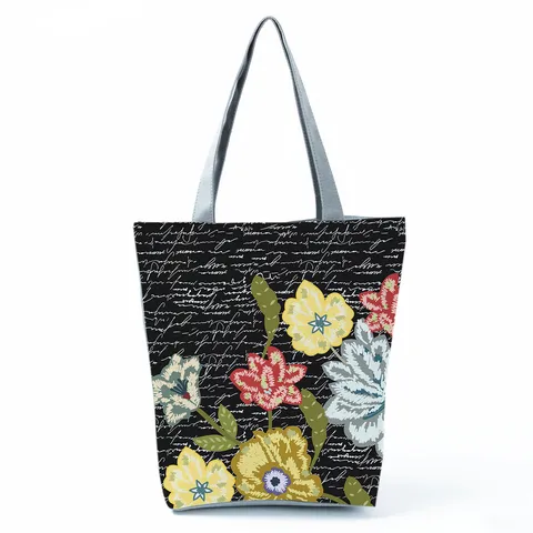 Γυναικείο Large Capacity Tote Bag Casual Floral Print Polyester Shoulder Bag Reusable Shopping Bag Travel Handbag