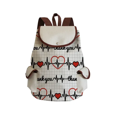 Mochila de Lona de Gran Capacidad para Mujer Estampado Médico de Enfermera Bolsa Escolar Casual Mochila de Viaje