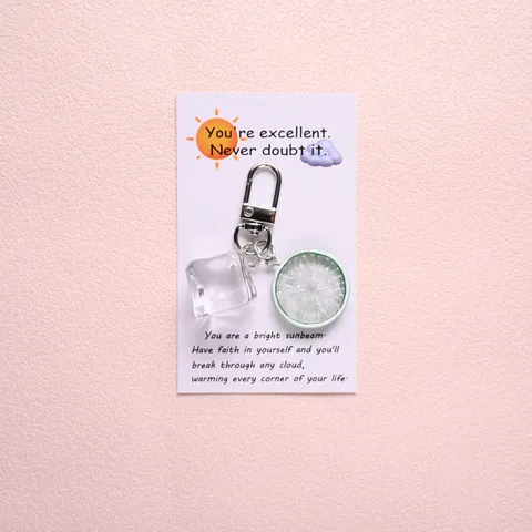 Creative Lemon Ice Cube Keychain Cute Fruit Bag Pendant Minimalist Copper Alloy Key Ring Fashion Accessories Gift