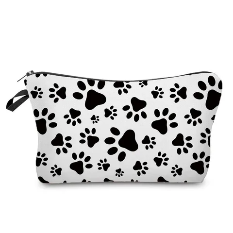 Bolsa de Maquillaje de Poliester con Estampado de Pata Organizador de Aseo de Viaje Portatil Estuche de Almacenamiento con Cremallera