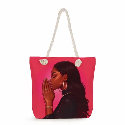 Fashion Women Large Capacity Tote Bag Printed Black Woman Art Canvas Shopping Bag With Zipper Shoulder Bag