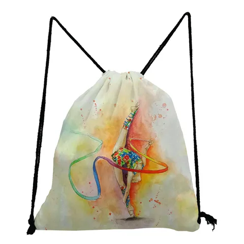 Zaino con Coulisse Stampa Ginnastica Leggero Pieghevole in Poliestere Borsa Sportiva per Scuola Viaggi Unisex
