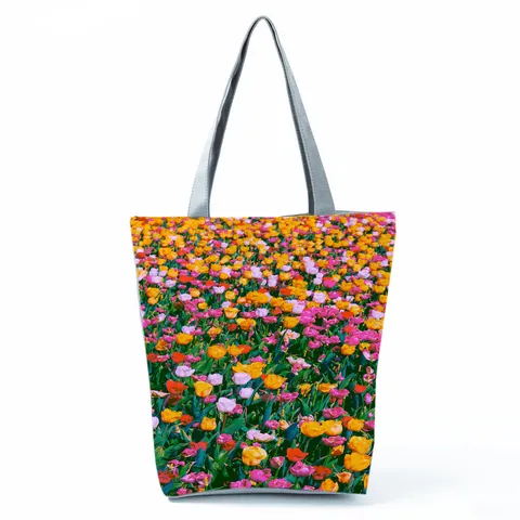 Sac Cabas Mode Imprimé Floral Grande Capacité Sac à Épaule en Polyester pour Femmes Sac à Main Décontracté Bureau Motif Botanique