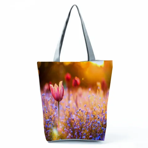 Sac Cabas Mode Imprimé Floral Grande Capacité Sac à Épaule en Polyester pour Femmes Sac à Main Décontracté Bureau Motif Botanique