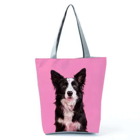 Damen Polyester Tote Bag Große Kapazität Lässig Hundedruck Umhängetasche Täglich Tragbare Handtasche Mit Reißverschluss