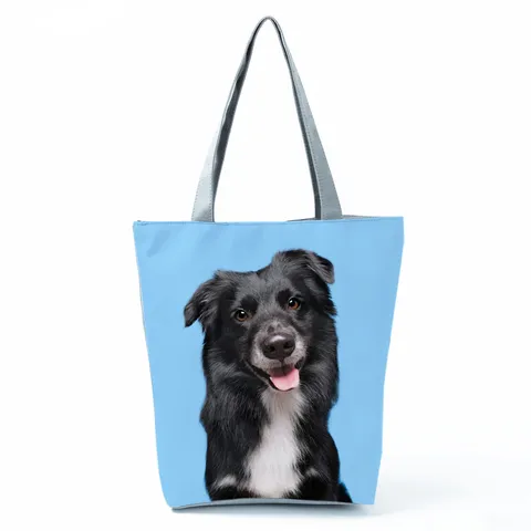 Damen Polyester Tote Bag Große Kapazität Lässig Hundedruck Umhängetasche Täglich Tragbare Handtasche Mit Reißverschluss