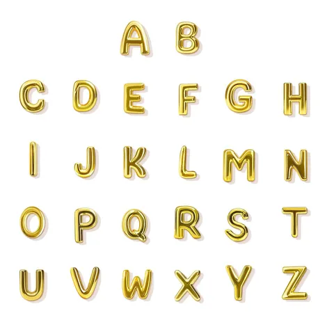 Kupfer 26 Alphabet Buchstaben Anhänger Glänzend Gold 3D Englisch Initial Charms DIY Halskette Armband Schmuck Zubehör