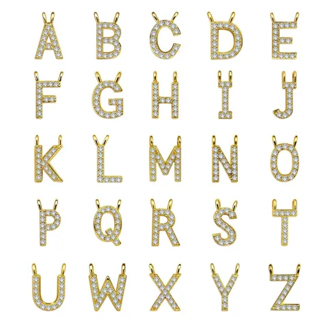 Zirkonia Alphabet Buchstaben Anhänger Gold Überzogene Kupfer Pendants Für DIY Schmuck Herstellung Halsketten Armbänder Ohrringe Damen Accessoires