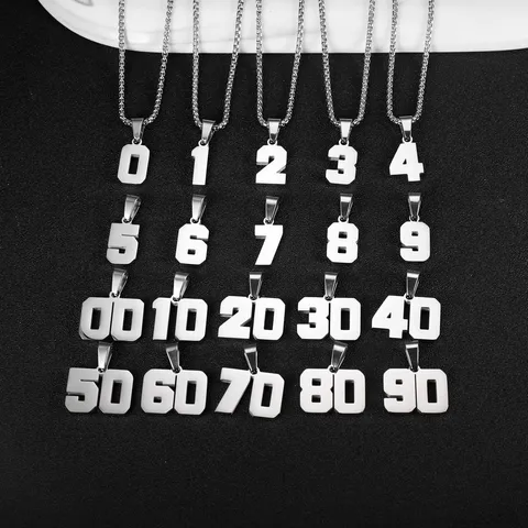 Collana Con Pendente a Numero in Acciaio Inossidabile Personalizzata da Uomo Catena Sportiva Minimalista Gioielli per Uso Quotidiano