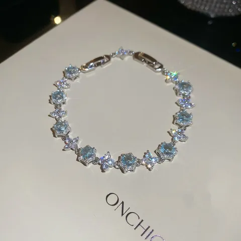 Luxury Copper Zirconia Bracelet For Women Elegant Heart Oval Geometric Four-Leaf Clover Colorful Gemstone Hand Chain Jewelry
