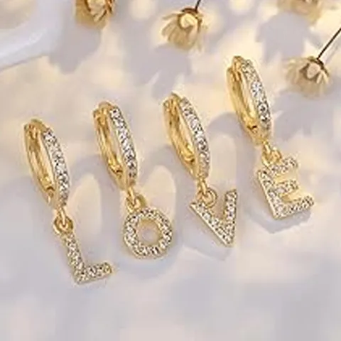 Orecchini Pendenti con Iniziali dell'Alfabeto in Rame Dorato con Strass Gioielli Personalizzati per Donne Ragazze Regalo Estivo