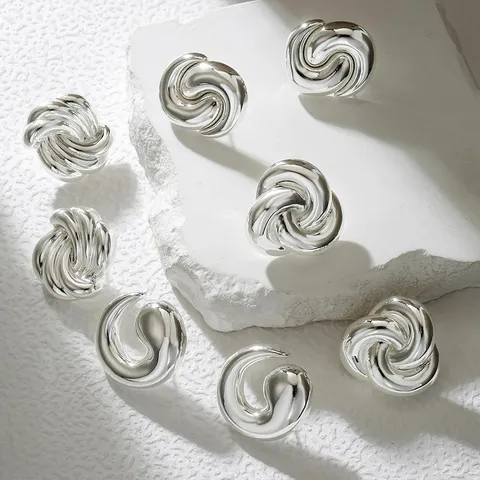 Fashion Irregular Metallic Geometric Hoop Earrings For Women Elegant Twisted Knot Fluid Wave Smooth Drop Earrings Jewelry Birthday Gift