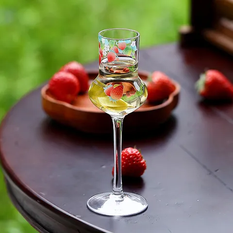 Cute Strawberry Printed Glass Goblet Teacup High Borosilicate Heat Resistant Glass Water Cup Personal Tasting Cup For Women Home Daily Drinkware