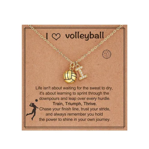 Mode Sportlich Gold Kupfer Volleyball Initial Halskette Strass Buchstabe Anhänger Schlüsselbein Kette Schmuck Geschenk Damen