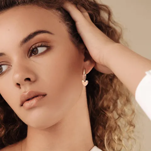 Orecchini a Cerchio con Ciondolo a Cuore Placcati in Oro 14K Moda Semplici Minimalisti in Rame per Donna Gioielli Quotidiani