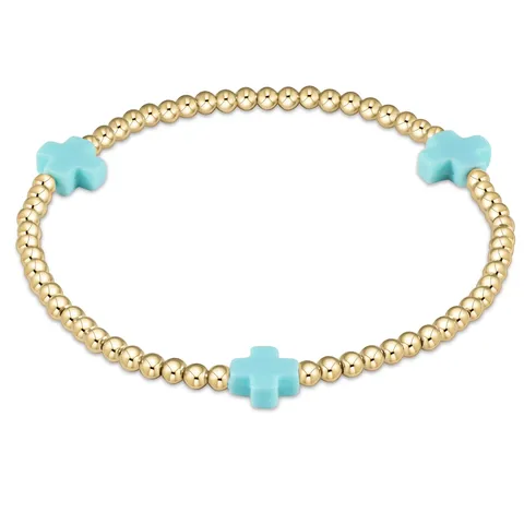 Braccialetto Elastico da Donna in Lega e Cordino con Perline Stile Minimalista Geometrico Perle Metalliche Dorate Ciondolo a Croce Gioielli Regalo