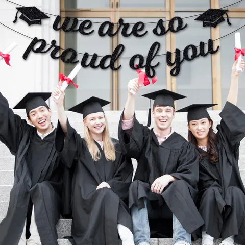 Graduation Banner Glitter Paper Congrats Grad Class Of 2026 Party Decoration Backdrop Photo Props Garland