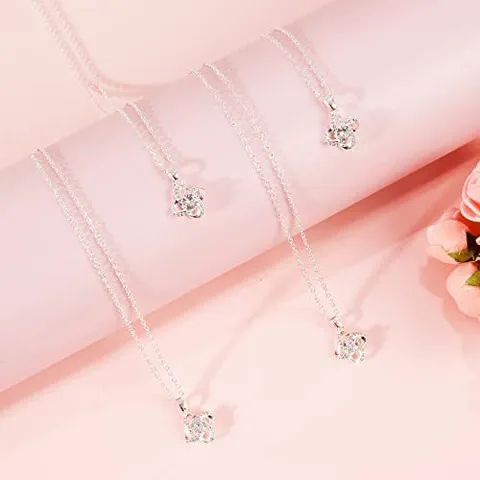 Fashion Copper Rhinestone Heart Knot Pendant Necklace With Blessing Card Elegant Silver Tone Curb Chain Choker For Bridesmaid Wedding Jewelry Gift Women