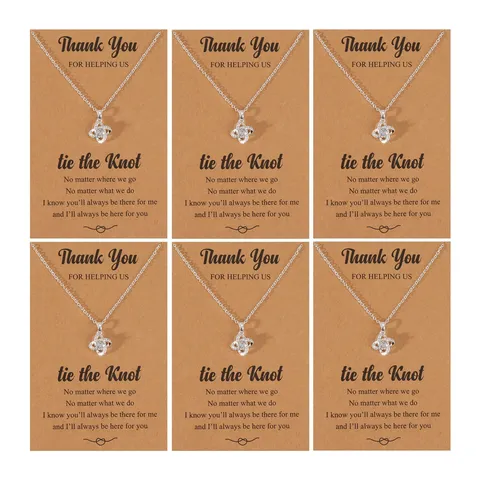 Women Fashion Copper Necklace Heart Knot Pendant Necklace Silver Gold Plated Artificial Pearl Rhinestone Bridesmaid Wedding Gift Jewelry