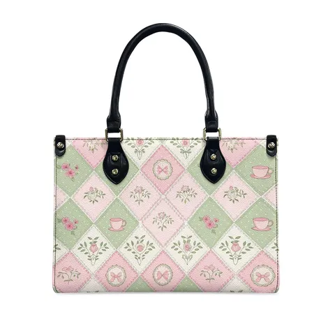 Women Fashion PU Leather Handbag Large Capacity Crossbody Bag Mother Day Gift Bow Printed Tote Bag For Ladies Travel Daily Shoulder Bag