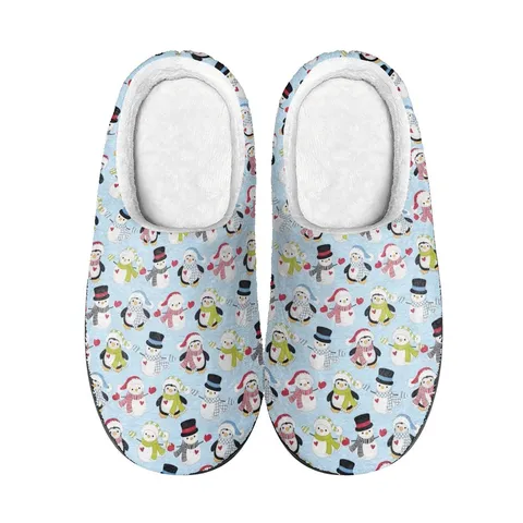Weihnachten Pinguin Druck Plüsch Hausschuhe Warme Indoor Baumwollschuhe Für Damen Herren Rutschfeste TPR Sohle Hausschuhe