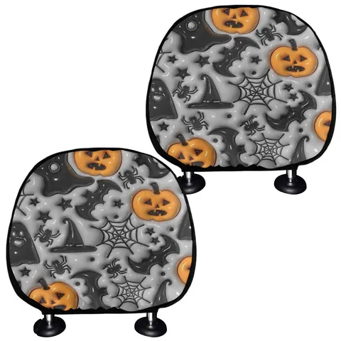 Halloween Kürbis Bedruckt Auto Kopfstützenbezug Polyester Elastisch Universal Autositzschutz Staubdicht Innenraum Dekoration Kissenbezug Für Fahrzeug