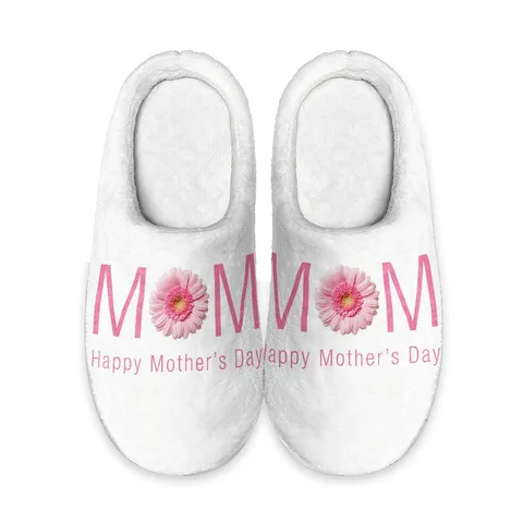 Muttertag Plüsch Hausschuhe Warm Fusselig Bedruckt Hausschuhe Für Damen Herren Indoor Slip-On Fleece Slipper Rutschfeste TPR Sohle