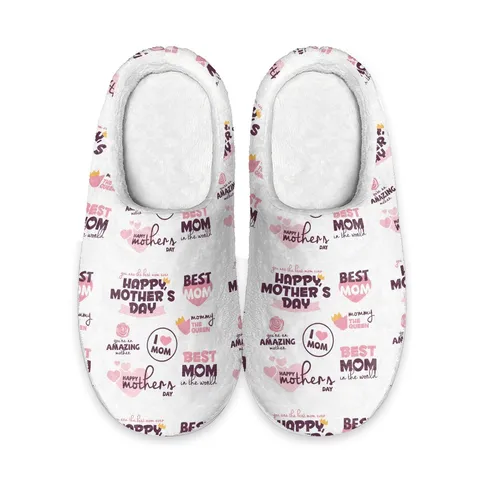 Muttertag Geschenk Plüsch Hausschuhe Weich Flannel Gemütlich Warmhalten Rutschfest Geschlossene Kappe Indoor Baumwollschuhe