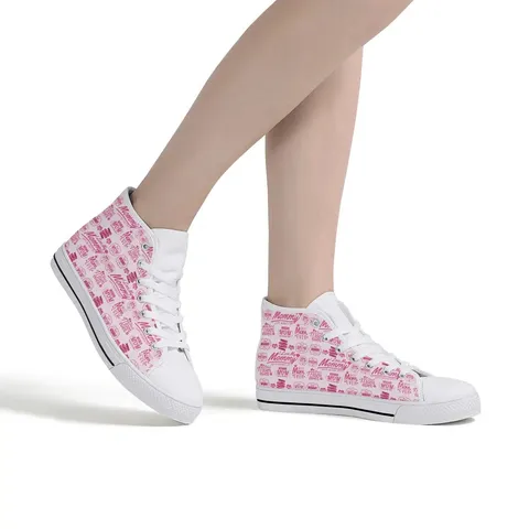 Damen High Top Canvas Schuhe Muttertag Blumendruck Lässige Sneaker Atmungsaktiv Flache Stoffschuhe Geschenk Für Mama